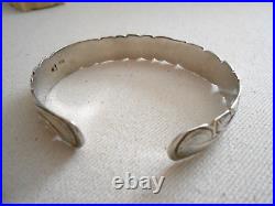 Vintage Native American Sterling Silver Signed GGJ Cuff Bracelet 750026