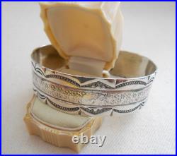 Vintage Native American Sterling Silver Signed GGJ Cuff Bracelet 750026