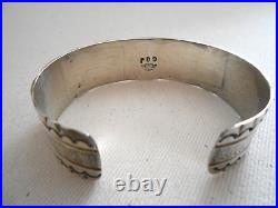 Vintage Native American Sterling Silver Signed GGJ Cuff Bracelet 750026