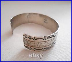 Vintage Native American Sterling Silver Signed GGJ Cuff Bracelet 750026