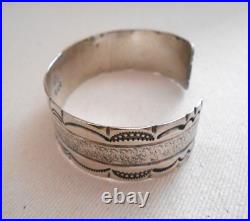 Vintage Native American Sterling Silver Signed GGJ Cuff Bracelet 750026