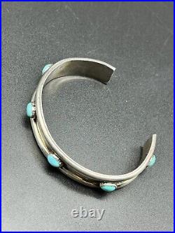 Vintage Native American Sterling Silver Sleeping Beauty Turquoise Cuff Bracelet