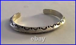 Vintage Native American Sterling Silver Stamped Carinated Cuff Bracelet Size 6
