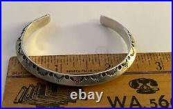 Vintage Native American Sterling Silver Stamped Carinated Cuff Bracelet Size 6