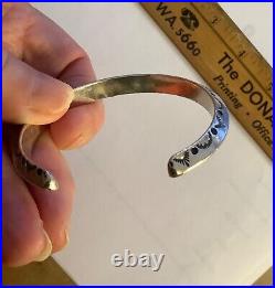 Vintage Native American Sterling Silver Stamped Carinated Cuff Bracelet Size 6
