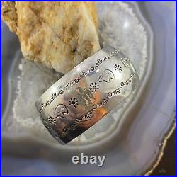 Vintage Native American Sterling Silver Stamped Fetish Bears Bracelet For Women