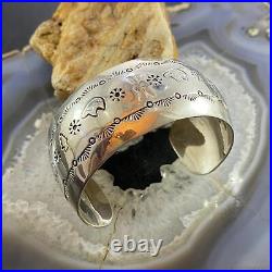 Vintage Native American Sterling Silver Stamped Fetish Bears Bracelet For Women