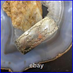 Vintage Native American Sterling Silver Stamped With Sun Rays Bracelet For Women