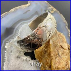 Vintage Native American Sterling Silver Stamped With Sun Rays Bracelet For Women