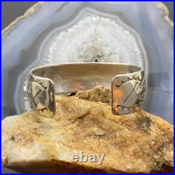 Vintage Native American Sterling Silver Stamped With Sun Rays Bracelet For Women
