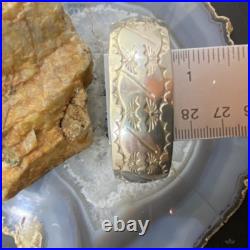 Vintage Native American Sterling Silver Stamped With Sun Rays Bracelet For Women