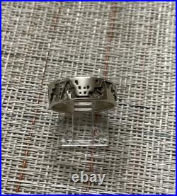 Vintage Native American Sterling Silver Storyteller Ring, Pueblo Kiva size 7