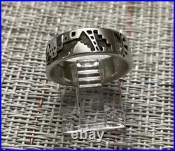 Vintage Native American Sterling Silver Storyteller Ring, Pueblo Kiva size 7