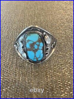 Vintage Native American Sterling Silver Touquoise Bracelet Stamped CSC