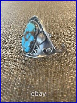 Vintage Native American Sterling Silver Touquoise Bracelet Stamped CSC