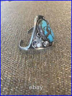 Vintage Native American Sterling Silver Touquoise Bracelet Stamped CSC