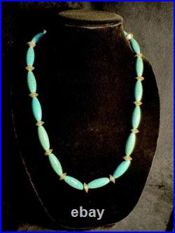 Vintage Native American Sterling Silver Truquoise Necklace 23