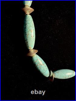 Vintage Native American Sterling Silver Truquoise Necklace 23