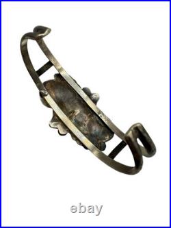 Vintage Native American Sterling Silver Turqouise & Coral Cuff Bracelet