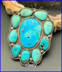 Vintage Native American Sterling Silver & Turquoise Bolo Tie Slide Signed