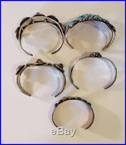 Vintage Native American Sterling Silver Turquoise Bracelet Lot