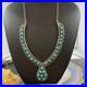 Vintage Native American Sterling Silver Turquoise Cluster Adj. 18 Necklace