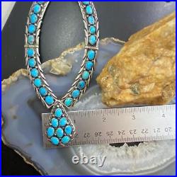 Vintage Native American Sterling Silver Turquoise Cluster Adj. 18 Necklace