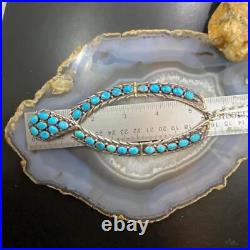 Vintage Native American Sterling Silver Turquoise Cluster Adj. 18 Necklace