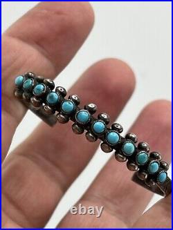 Vintage Native American Sterling Silver Turquoise Cuff Bracelet