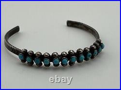 Vintage Native American Sterling Silver Turquoise Cuff Bracelet