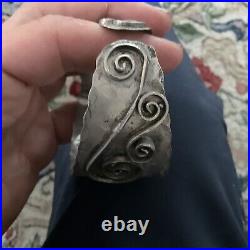 Vintage Native American Sterling Silver Turquoise Cuff Bracelet