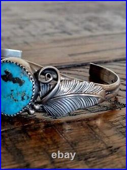 Vintage Native American Sterling Silver Turquoise Cuff Bracelet