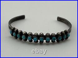 Vintage Native American Sterling Silver Turquoise Cuff Bracelet