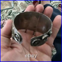 Vintage Native American Sterling Silver Turquoise Cuff Bracelet