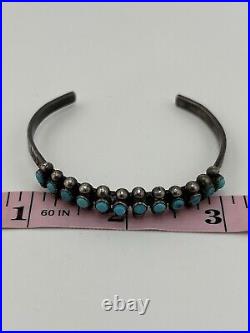 Vintage Native American Sterling Silver Turquoise Cuff Bracelet