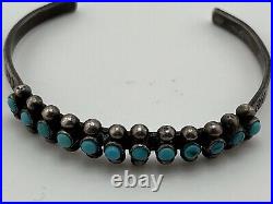 Vintage Native American Sterling Silver Turquoise Cuff Bracelet