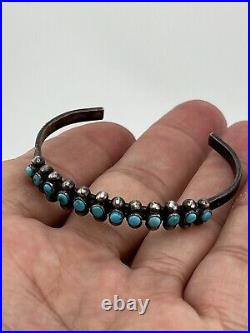 Vintage Native American Sterling Silver Turquoise Cuff Bracelet
