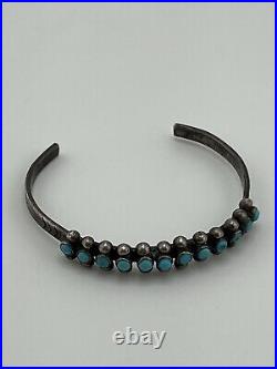 Vintage Native American Sterling Silver Turquoise Cuff Bracelet