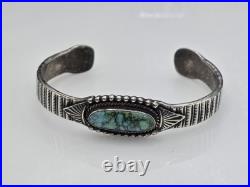 Vintage Native American Sterling Silver Turquoise Cuff Bracelet E. HALE