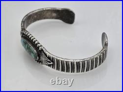 Vintage Native American Sterling Silver Turquoise Cuff Bracelet E. HALE