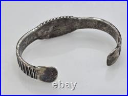Vintage Native American Sterling Silver Turquoise Cuff Bracelet E. HALE