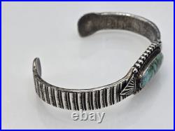 Vintage Native American Sterling Silver Turquoise Cuff Bracelet E. HALE