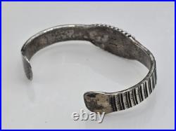 Vintage Native American Sterling Silver Turquoise Cuff Bracelet E. HALE