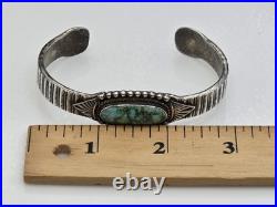 Vintage Native American Sterling Silver Turquoise Cuff Bracelet E. HALE