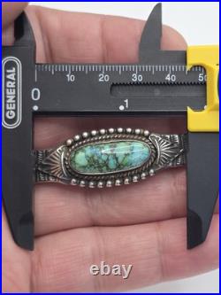 Vintage Native American Sterling Silver Turquoise Cuff Bracelet E. HALE