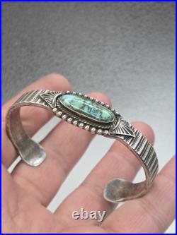 Vintage Native American Sterling Silver Turquoise Cuff Bracelet E. HALE