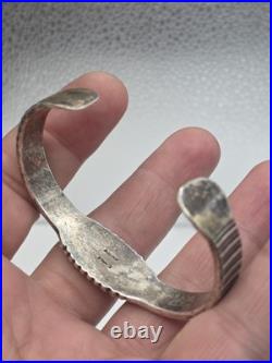 Vintage Native American Sterling Silver Turquoise Cuff Bracelet E. HALE