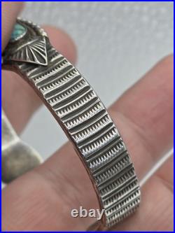 Vintage Native American Sterling Silver Turquoise Cuff Bracelet E. HALE