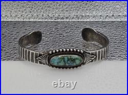 Vintage Native American Sterling Silver Turquoise Cuff Bracelet E. HALE