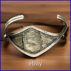 Vintage Native American Sterling Silver Turquoise Cuff Bracelet Size 5 1/2 18 G